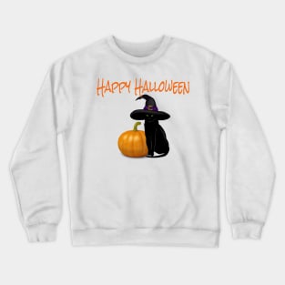 Happy Halloween Black Cat with Pumpkin Crewneck Sweatshirt